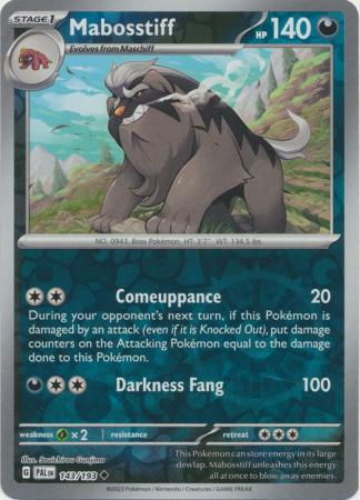 Card: Scarlet & Violet: Paldea Evolved Singles, Mabosstiff - 143/193 - Uncommon Reverse Holo