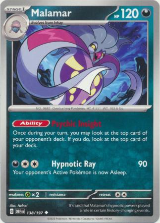 Card: Scarlet & Violet: Obsidian Flames Single, Malamar - 138/197 - Uncommon