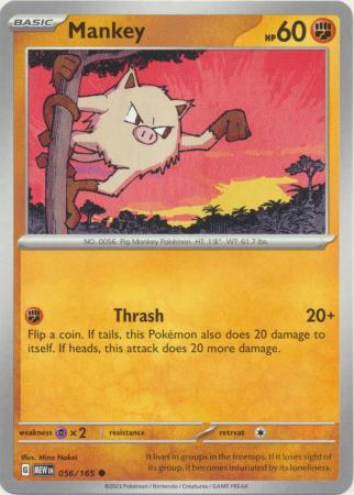 Card: Scarlet & Violet: 151 Singles, Mankey - 056/165 - Common