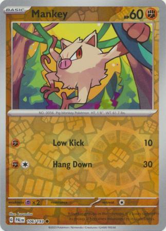 Card: Scarlet & Violet: Paldea Evolved Singles, Mankey - 106/193 - Common Reverse Holo