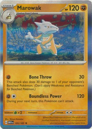 Card: Scarlet & Violet: 151 Singles, Marowak - 105/165 - Holo Rare