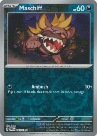 Card: Scarlet & Violet: Paldea Evolved Singles, Maschiff - 141/193 - Common Reverse Holo