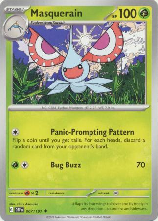 Card: Scarlet & Violet: Obsidian Flames Single, Masquerain - 007/197 - Uncommon