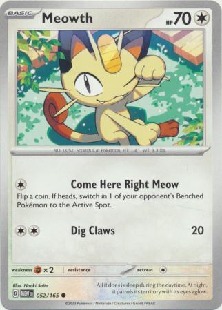 Card: Scarlet & Violet: 151 Singles, Meowth - 052/165 - Common