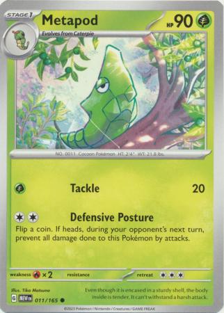 Card: Scarlet & Violet: 151 Singles, Metapod - 011/165 - Common