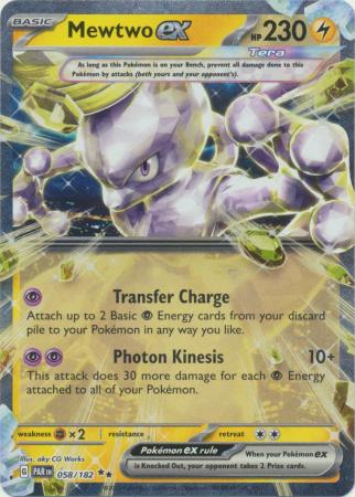 Card: Scarlet & Violet: Paradox Rift Singles, Mewtwo ex - 058/182 - Ultra Rare