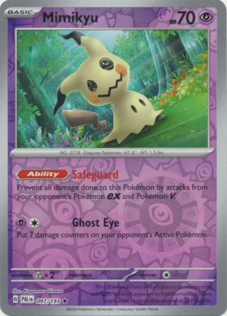Card: Scarlet & Violet: Paldea Evolved Singles, Mimikyu - 097/193 - Holo Rare Reverse Holo