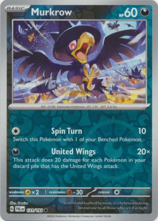 Card: Scarlet & Violet: Paldea Evolved Singles, Murkrow - 131/193 - Common Reverse Holo