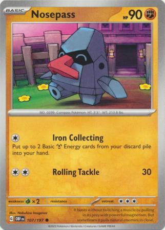 Card: Scarlet & Violet: Obsidian Flames Single, Nosepass - 107/197 - Common