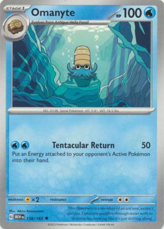 Card: Scarlet & Violet: 151 Singles, Omanyte - 138/165 - Uncommon