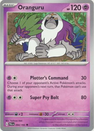 Card: Scarlet & Violet: Paldea Evolved Singles, Oranguru - 094/193 - Uncommon