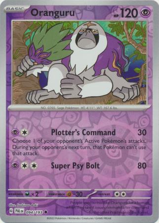 Card: Scarlet & Violet: Paldea Evolved Singles, Oranguru - 094/193 - Uncommon Reverse Holo