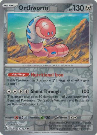 Card: Scarlet & Violet: Paldea Evolved Singles, Orthworm - 151/193 - Holo Rare Reverse Holo