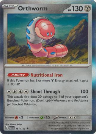 Card: Scarlet & Violet: Paldea Evolved Singles, Orthworm - 151/193 - Holo Rare