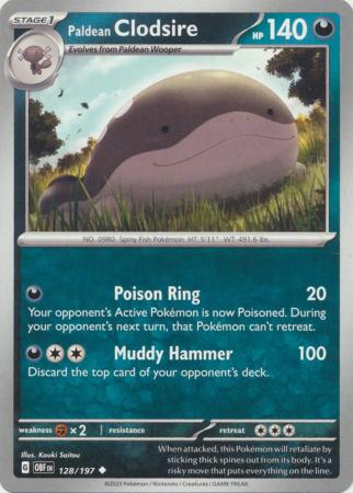Card: Scarlet & Violet: Obsidian Flames Single, Paldean Clodsire - 128/197 - Uncommon