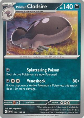 Card: Scarlet & Violet: Obsidian Flames Single, Paldean Clodsire - 129/197 - Uncommon