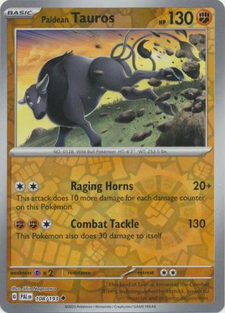 Card: Scarlet & Violet: Paldea Evolved Singles, Paldean Tauros - 108/193 - Uncommon Reverse Holo
