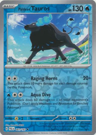 Card: Scarlet & Violet: Paldea Evolved Singles, Paldean Tauros - 041/193 - Uncommon Reverse Holo