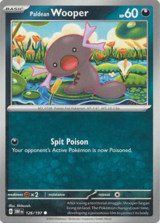 Card: Scarlet & Violet: Obsidian Flames Single, Paldean Wooper - 126/197 - Common