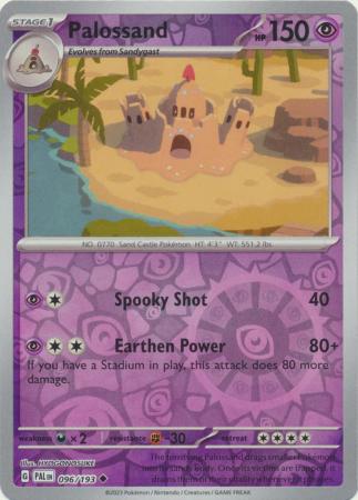 Card: Scarlet & Violet: Paldea Evolved Singles, Palossand - 096/193 - Uncommon Reverse Holo