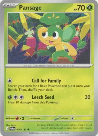 Card: Scarlet & Violet: Paradox Rift Singles, Pansage - 004/182 - Common