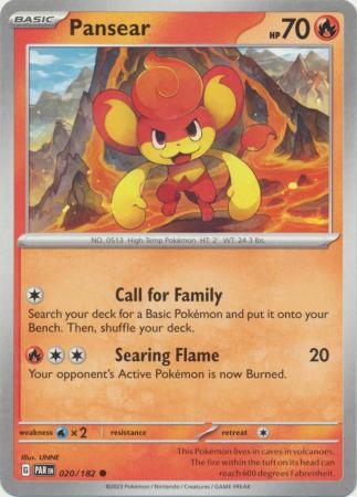 Card: Scarlet & Violet: Paradox Rift Singles, Pansear - 020/182 - Common