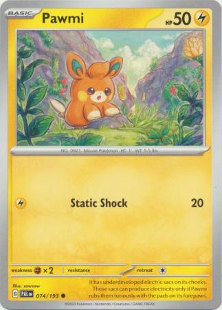 Card: Scarlet & Violet: Paldea Evolved Singles, Pawmi - 074/193 - Common