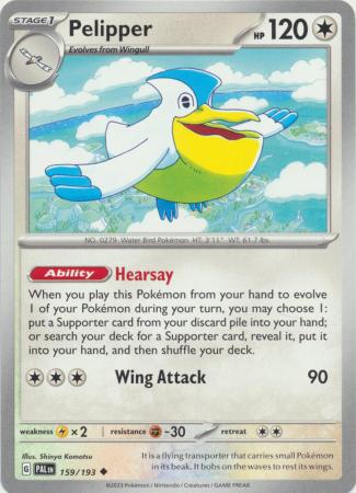 Card: Scarlet & Violet: Paldea Evolved Singles, Pelipper - 159/193 - Uncommon