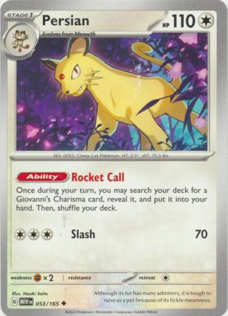Card: Scarlet & Violet: 151 Singles, Persian - 053/165 - Uncommon