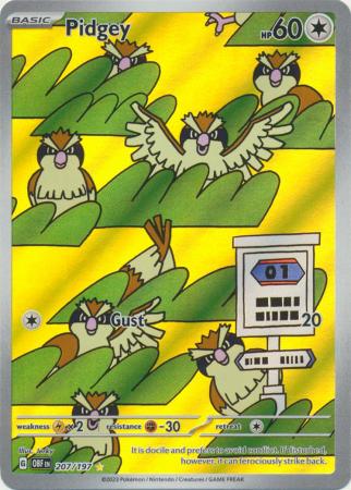 Card: Scarlet & Violet: Obsidian Flames Single, Pidgey - 207/197 - Illustration Rare