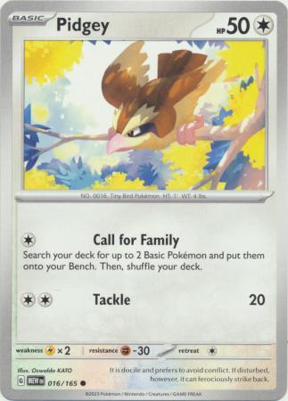 Card: Scarlet & Violet: 151 Singles, Pidgey - 016/165 - Common