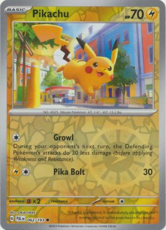Card: Scarlet & Violet: Paldea Evolved Singles, Pikachu - 062/193 - Common Reverse Holo