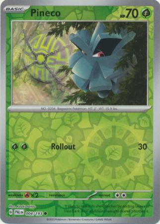 Card: Scarlet & Violet: Paldea Evolved Singles, Pineco - 004/193 - Common Reverse Holo