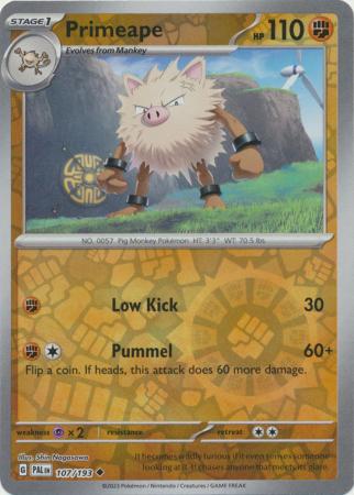 Card: Scarlet & Violet: Paldea Evolved Singles, Primeape - 107/193 - Uncommon Reverse Holo