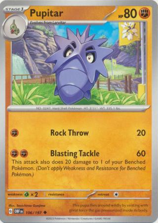 Card: Scarlet & Violet: Obsidian Flames Single, Pupitar - 106/197 - Uncommon