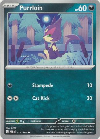 Card: Scarlet & Violet: Paradox Rift Singles, Purrloin - 114/182 - Common