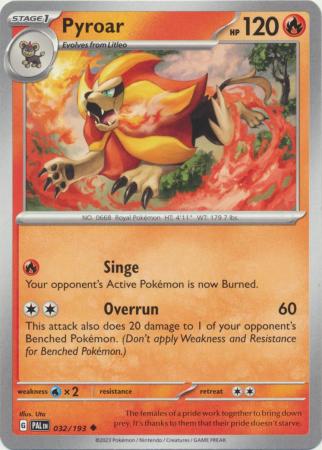 Card: Scarlet & Violet: Paldea Evolved Singles, Pyroar - 032/193 - Uncommon