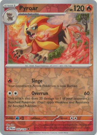Card: Scarlet & Violet: Paldea Evolved Singles, Pyroar - 032/193 - Uncommon Reverse Holo