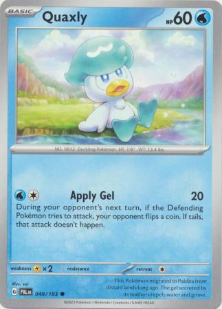 Card: Scarlet & Violet: Paldea Evolved Singles, Quaxly - 049/193 - Common