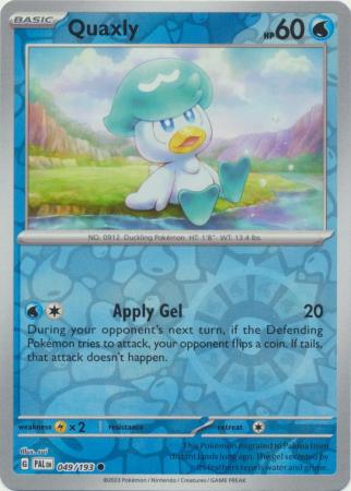 Card: Scarlet & Violet: Paldea Evolved Singles, Quaxly - 049/193 - Common Reverse Holo