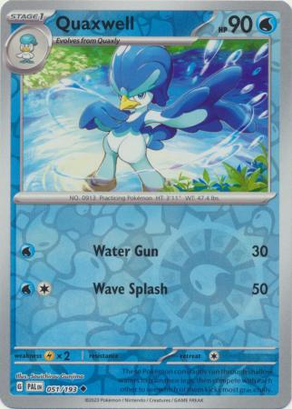 Card: Scarlet & Violet: Paldea Evolved Singles, Quaxwell - 051/193 - Uncommon Reverse Holo