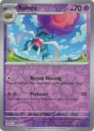 Card: Scarlet & Violet: Paldea Evolved Singles, Rabsca - 099/193 - Holo Rare Reverse Holo