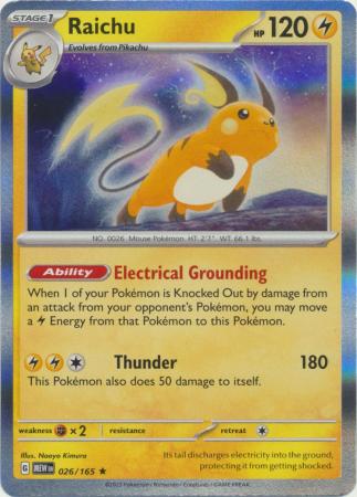 Card: Scarlet & Violet: 151 Singles, Raichu - 026/165 - Holo Rare
