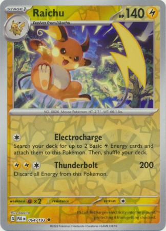 Card: Scarlet & Violet: Paldea Evolved Singles, Raichu - 064/193 - Uncommon Reverse Holo