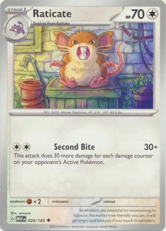 Card: Scarlet & Violet: 151 Singles, Raticate - 020/165 - Uncommon
