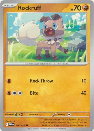 Card: Scarlet & Violet: Paldea Evolved Singles, Rockruff - 116/193 - Common