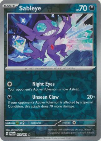 Card: Scarlet & Violet: Paldea Evolved Singles, Sableye - 136/193 - Holo Rare Reverse Holo