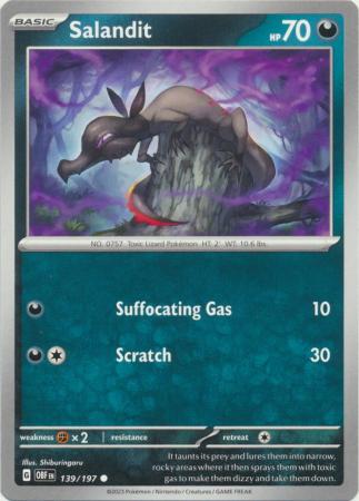 Card: Scarlet & Violet: Obsidian Flames Single, Salandit - 139/197 - Common
