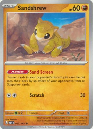 Card: Scarlet & Violet: 151 Singles, Sandshrew - 027/165 - Common