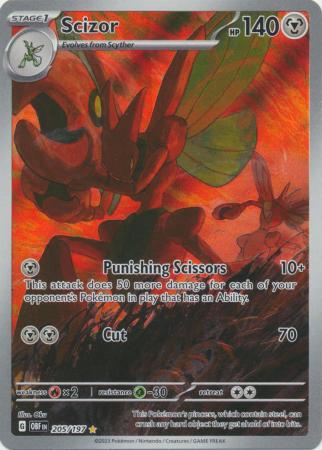 Card: Scarlet & Violet: Obsidian Flames Single, Scizor - 205/197 - Illustration Rare